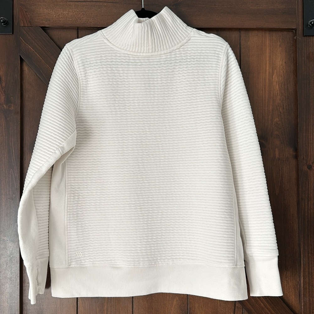 TWO Women's Ribbed Turtleneck Sweater - Black and White - thumb holes/side zip - Picture 8 of 9
